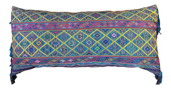 Vintage Colorful Indian Embroidered Pillow: This is a beautifully embroidered (front and back) pillow made with glorious Indian cotton fabric. You won't want to stop hugging it, I promise! It has a down pillow insert. There are two identical