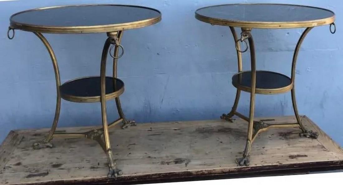 Pair of Antique French Marble and Ormoulu Gueridon Table (1 of 11)