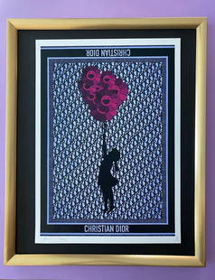 DEATH NYC Hand Signed LG Print Framed 16x20in COA BANKSY MURAKAMI Pop Art: This is a Stunning and Scarce 100% Authentic New Print by Death NYC "GIRL WITH BALLOON" Hand Signed and Numbered in Pencil by the Artist Limited Edition of 100 Large Size: 45cm x 32cm About 18x13in Fi