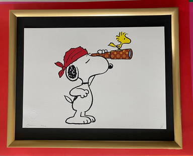 DEATH NYC Signed Large 16x20in Framed SNOOPY SCHULZ Graffiti PopArt MURAKAMI A/P: This is a Stunning and Scarce 100% Authentic New Print by Death NYC Hand Signed and Numbered in Pencil by the Artist Limited Edition of 100 Large Size: 45cm x 32cm About 18x13in Fine Art 300 gsm Paper