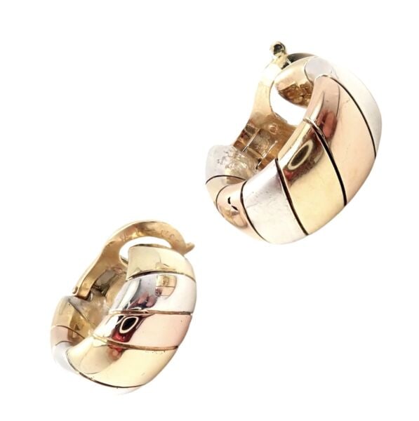 Rare Vintage Van Cleef & Arpels 18k Yellow + Rose Gold Silver Hoop Earrings 1978 (1 of 12)