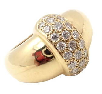 Rare! Authentic Van Cleef & Arpels 18k Yellow Gold Diamond Cocktail Ring Sz 5.25: Metal: 18k Yellow Gold Size: Measurements: 5.25 Width: 15mm Weight: 11.9 grams Stones: 25 round brilliant cut diamonds approximately .80ct total weight VS1 clarity, G color Hallmarks: VCA 18kt (Serial