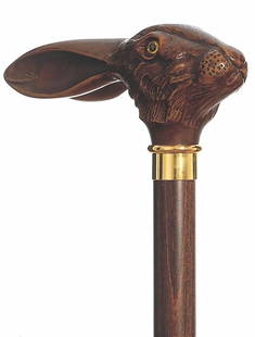 36" Jack Rabbit Walking Stick Cane: Title: 36" Jack Rabbit Walking Stick Cane Description: 36" Long 3/4" shaft Introducing Jack, our beloved reproduction Jack Rabbit walking cane with lively glass eyes, originating from Italy. Crafted f