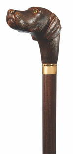 36" Chocolate Lab Dog Head Walking Stick Cane: Title: 36" Chocolate Lab Dog Head Walking Stick CaneDescription: 36" Long 3/4" shaft Meet Brownie, the adorable Chocolate Lab cane! This reproduction cane features a brown Lab handle made of strong