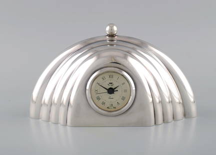 Lino Sabattini (1925-2016), Italy. Table watch in silver-plated metal. Art deco style. 1980s.: Title: Lino Sabattini (1925-2016), Italy. Table watch in silver-plated metal. Art deco style. 1980s. Description: Lino Sabattini (1925-2016), Italy. Table watch in silver-plated metal. Art deco style.
