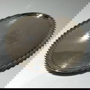 18th Century Antique George III Sterling Silver Salver London 1788 John Hutson: Title: 18th Century Antique George III Sterling Silver Salver London 1788 John Hutson Subtitle: Georgian silver circular bead salver. Description:Description A stylish 18th century circular salver dec