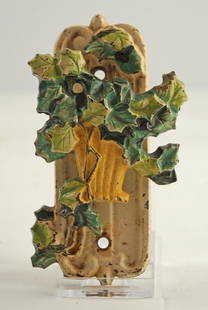 Antique Ivy Cast Iron Hubley Doorknocker: Title: Antique Ivy Cast Iron Hubley Doorknocker Dimension: 4 1/2" tall x 2 1/2" wide. Date: Circa 1920's-30's. Additional Information: Bright and showy cast iron doorknocker showing flowing ivy from a