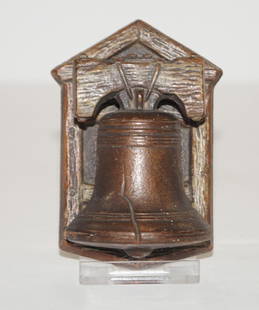 Antique Liberty Bell Patriotic Cast Iron Doorknocker: Title: Antique Liberty Bell Patriotic Cast Iron DoorknockerDimension: 3 1/4" tall x 21 1/4" wide.Date: Ca. 1920's.Additional Information: Exceptional casting of the Patriotic Liberty Bell cast iron