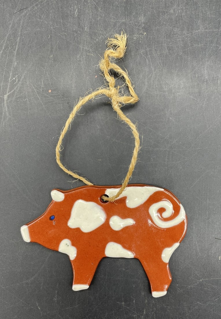 Primitive Redware Pig Decorative Ornament (1 of 5)