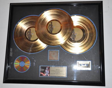 History RIAA gold LP, CD and cassette: Title: History RIAA gold LP, CD and cassette Date/Period: 1995 Provenance: History is the the ninth studio album of Michael Jackson Shipping: Domestic: Flat-rate of $100.00 to anywhere within the cont