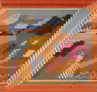 British Sailor's Woolwork of The Sailor's Farewell, Circa 1865: This is a particularly lovely example of this rare sailor's woolie subject. The Sailor's Farewell and the Sailor's Return are romantic motifs found in British art of the 19th century. Here we have the