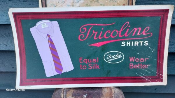 19th century Shirt Advertising Poster Board.: Great looking piece in very good condition. Dates to 1910 period. Measures 11 x 21. Shipping: Domestic: Flat-rate of $17.00 to anywhere within the contiguous U.S. International: Foreign shipping rates