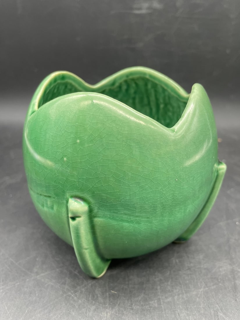 Vintage Mid Century Modern Nelson Mccoy Art Pottery Green Tulip Planter Vase (1 of 8)