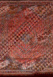 Antique Shiraz Persian Area Rug 5x8: Title: Antique Shiraz Persian Area Rug 5x8 Description: A Beautiful Genuine Iran ( Persia ) Shiraz rug is Hand Knotted by skillful weavers in Iran ( Persia ) with 100% Wool Material. This rug is in Ve