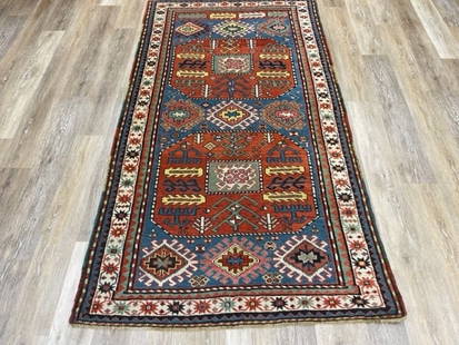 Antique Chaili Kazak Caucasian Rug-4972: Georgous antique Chajli Kazak Caucasian rug from Chelaberd District, south Caucasian, size 3 ft. 9 inches by 7 ft, circa late 19th century, excellent condition with a good pilr throughout, complete ru