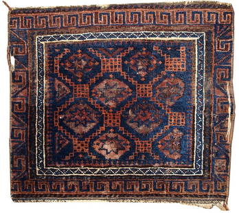 Handmade antique collectible Afghan Baluch bag face 1.7' x 2' ( 54cm x 62cm ) 1900s: Title: Handmade antique collectible Afghan Baluch bag face 1.7' x 2' ( 54cm x 62cm ) 1900s Origin: Afghanistan Dimension:1.7' x 2' ( 54cm x 62cm ) Materials: wool Year: 1900s Description:Antique hand