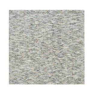 Earth Tone Colors, Hand Loomed Modern Striae Design, Wool Square Rug: Title: Earth Tone Colors, Hand Loomed Modern Striae Design, Wool Square RugDescription: This is a truly genuine one-of-a-kind . It has been Knotted for months and months in the centuries-old weaving