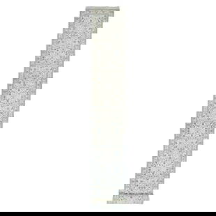 Powder White, Hand Knotted, Nain Design, 250 KPSI Wool XL Runner Rug: Title: Powder White, Hand Knotted, Nain Design, 250 KPSI Wool XL Runner Rug Description: This is a truly genuine one-of-a-kind . It has been Knotted for months and months in the centuries-old weaving
