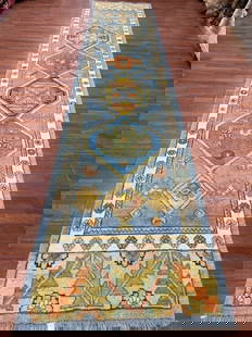 Older Turkish Ushak Runner-5068: Gourgous Vintage Turkish Ushak Runner from west of Turkey, size 3 ft. 3 inches by 15 ft. 7 inches, circa 1990, excellent condition with a good pile throughout, complete rug with all original ends and