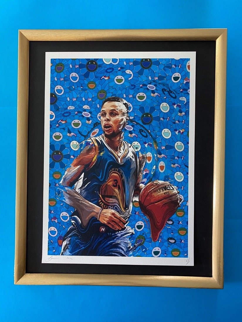 DEATH NYC Hand Signed LARGE Print COA Framed 16x20in Stephen Curry Murakami (1 of 1)