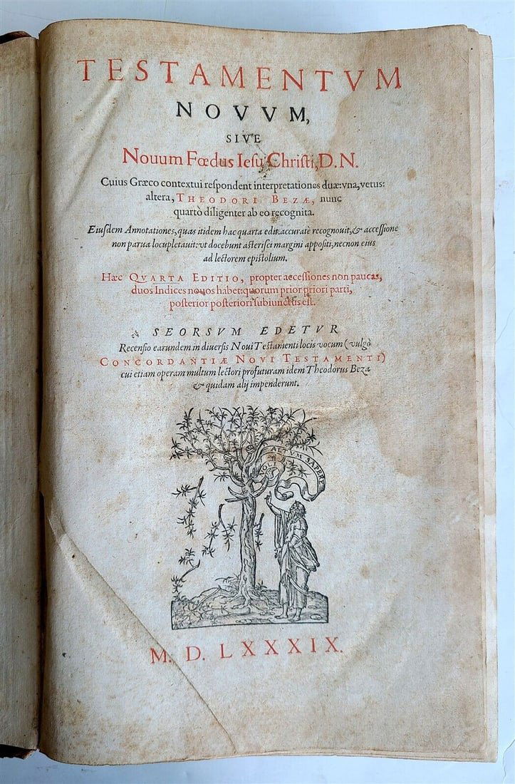 1589 BIBLE in LATIN FOLIO antique TESTAMENTUM NOVUUM Geneva Henri Estienne (1 of 1)