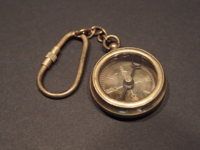 Solid Brass Compass Keychain (1 of 1)