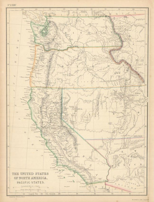 United States of North America, Pacific States by Joseph Wilson Lowry 1859 map (1 of 1)