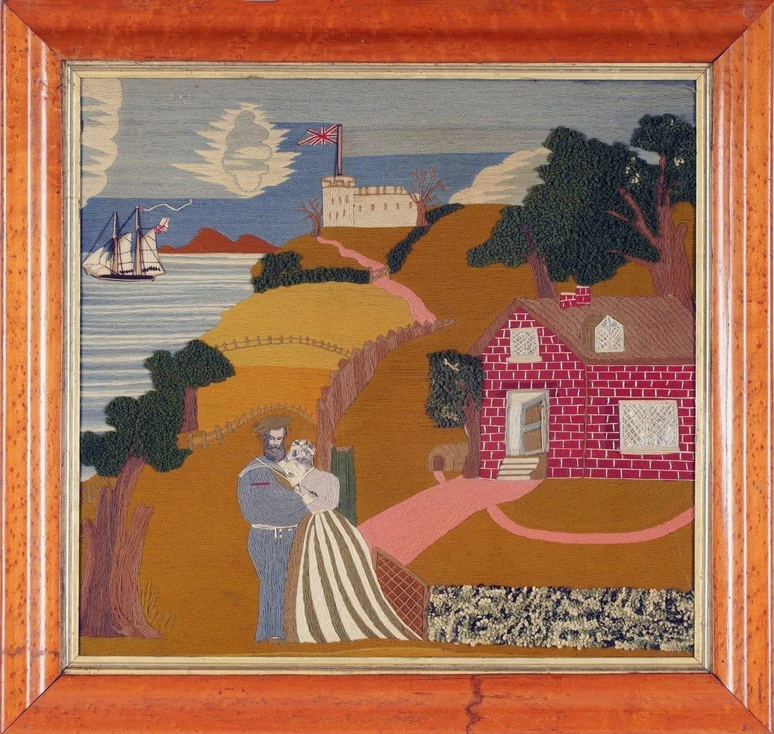 British Sailor's Woolwork of The Sailor's Farewell, Circa 1865 (1 of 1)