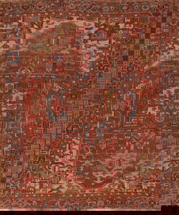 Pre-1900 Antique Vegetable Dye Heriz Serapi Persian Area Rug 9x11: Title: Pre-1900 Antique Vegetable Dye Heriz Serapi Persian Area Rug 9x11 Description: A Beautiful Genuine Iran ( Persia ) Heriz (serapi) rug is Hand Knotted by skillful weavers in Iran ( Persia ) with