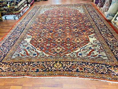 Antique Persian Zigler Mahal Rug-816: Georgous antique Persian Zigler Mahal Rug, from central persia, size 10'.3"x 14', circa 1910, excellent condition with a good pile throughout, complete rug with all original ends and edges, Reserve: $