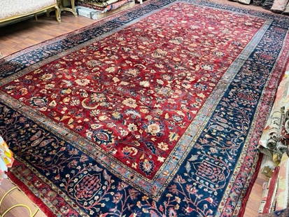 Large size antique Persian Kashan rug- FI: Beautiful antique all over Kashan rug from central persia, size 10 ft by 18 ft, all over floral design , high quality wool, very good to excellent condition with some slight lower pile througout,