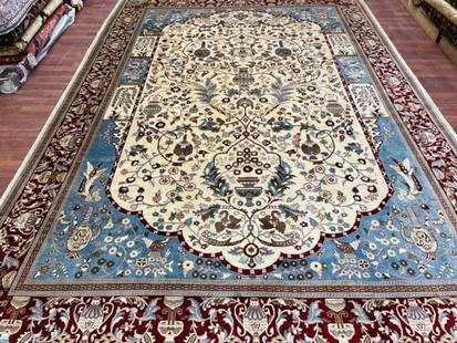 Vintage Pak-Persian Tabriz Design Rug-4978: Beautiful Vintage Pak- Persian Tabriz rug with bird of pridise design, from Pakastan size 8 ft. by 11 ft. 7 inches, circa 1980, excellent condition with good colors and design , complete rug with all