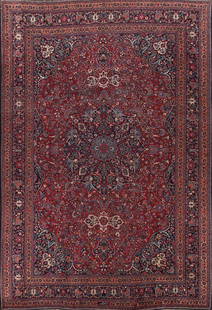 Antique Vegetable Dye Mashad Persian Large Rug 12x16: Title: Antique Vegetable Dye Mashad Persian Large Rug 12x16Description: A Beautiful Genuine Iran ( Persia ) Mashad (Signed) rug is Hand Knotted by skillful weavers in Iran ( Persia ) with 100% Wool