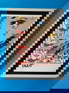 Death NYC Large Framed 16x20in Pop Art Graffiti Certified Cry Girl Lichtenstein: Pop Art Graffiti Master Artist Death NYC Hand Signed in Pencil Numbered X/100 or Proof This piece is mounted on a 20 x 16 in. black acid free black board. Framed in White covering an area of 22x18in.