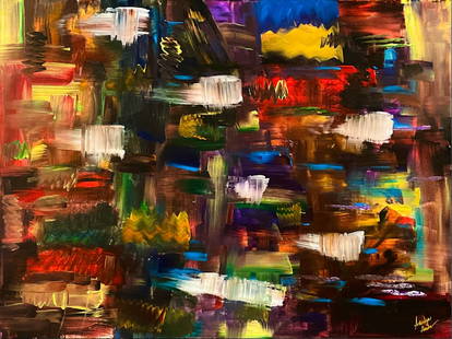 Arvelyn Almeda: The Coming: Artist: Arvelyn Almeda Title: The Coming Origin: USA Date/Period: 2020's Medium: Canvas Acrylic Painting with real hair brush of arvelyn and with a Gold Frame Dimensions: 30x40x2 Description: An Art r