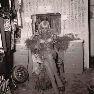 DIANE ARBUS - Topless Dancer, Carol Doda_in her dressing room, SF, 1968: Artist: DIANE ARBUS Print Title:DIANE ARBUS - Topless Dancer, Carol Doda_in her dressing room, SF, 1968 Medium: Medium: Authentic Vintage Photoengraving Printed 1970’s in the USA Image size (inc