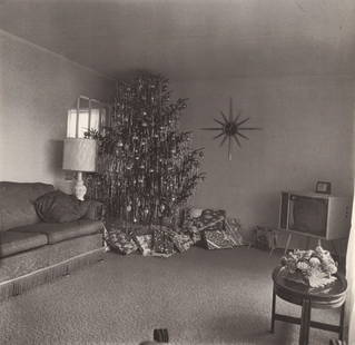 DIANE ARBUS - Xmas Tree in a living room in Levittown, LI, 1963: Artist: DIANE ARBUS Print Title: Xmas Tree in a living room in Levittown, LI, 1963 Medium: Authentic Vintage Photoengraving Printed 1970’s in Hong Kong Image size (inches) approx. 8 x 8” D