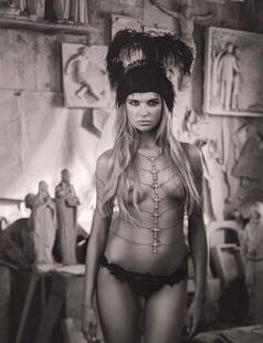 MARC LAGRANGE - Woman with Crosses: Artist: MARC LAGRANGE Print Title: Woman with Crosses Printing Date: 2010s Medium: Photo-lithograph Printed in: Italy Image Size: approx. 12 x 9” Marc Lagrange (1957-2015) was a Belgian photogr