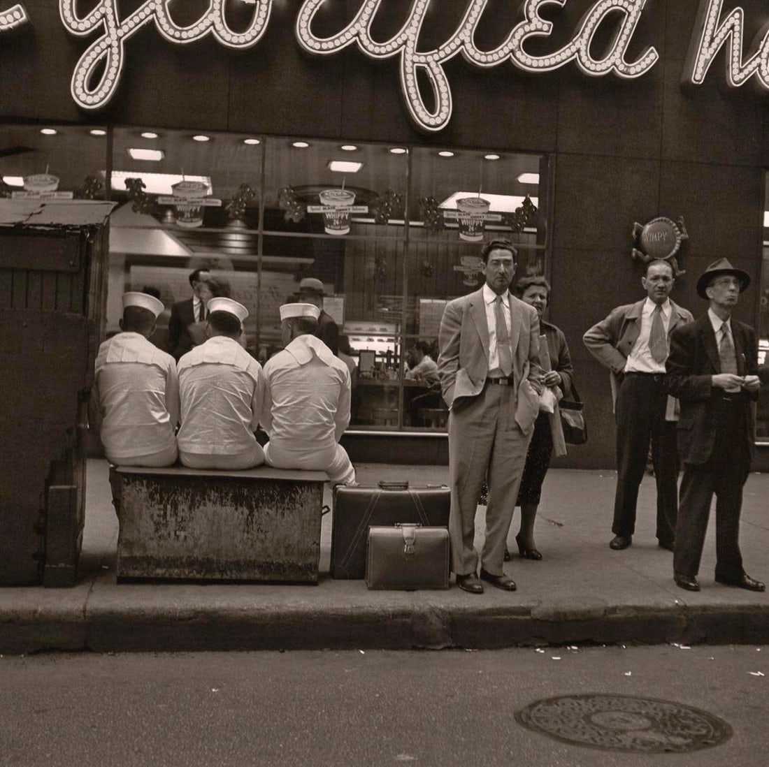 VIVIAN MAIER - Untitled, Sailors: Artist: VIVIAN MAIER Print Title: Untitled, Untitled, Sailors Medium:Duotone Photolithograph Printed 2010’s in the USA Image size (inches) approx. 9 x 9” Additional Information: COA includ