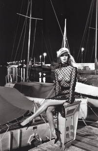 HELMUT NEWTON - Sonia Rykiel, Stern, Saint Tropez, 1980: Artist: HELMUT NEWTON Print Title: Sonia Rykiel, Stern, Saint Tropez, 1980 Medium: Duotone Photolithograph Printed in Italy, 2010s Image size (inches) approx. 13 x 9” Helmut Newton (1920-2004)
