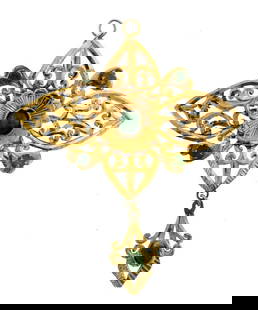 C.1900 VICTORIAN FRENCH JADE 18K YELLOW GOLD PIN BROOCH ANTIQUE: N-JOOO UNIQUE ANTIQUE PIN BROOCH C.1900 18K YELLOW GOLD JADE WEIGHT 16.2 G MEASURES 3 1/16'' X 2 3/4'' Reserve: $1,400.00 Shipping: Domestic: Flat-rate of $45.99 to anywhe
