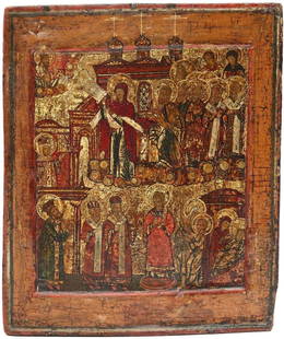 Pokrov: Pokrov, 17th century, size 31 x 26cm. The Russian word "pokrov" means veil as well as protection. The Pokrov feast, celebrated on the 1st of October, is the commemoration of an apparition of the