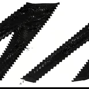 R13 Black Sequin Boyfriend Jeans Pants, Size 25: Title: R13 Black Sequin Boyfriend Jeans Pants, Size 25 Description: Straight fit - Distressed design - Sequin detail on the front - Mid waist raise - Made in Italy Details: About the Item - Straight f