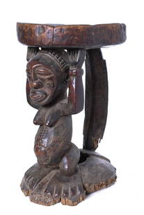 Stool - Wood - Songye - DR Congo: Title: Stool - Wood - Songye - DR Congo Description: Authentic wooden seat from the Songye tribe of DR Congo. In many cultures throughout the southeastern region of the Democratic Republic of Congo th