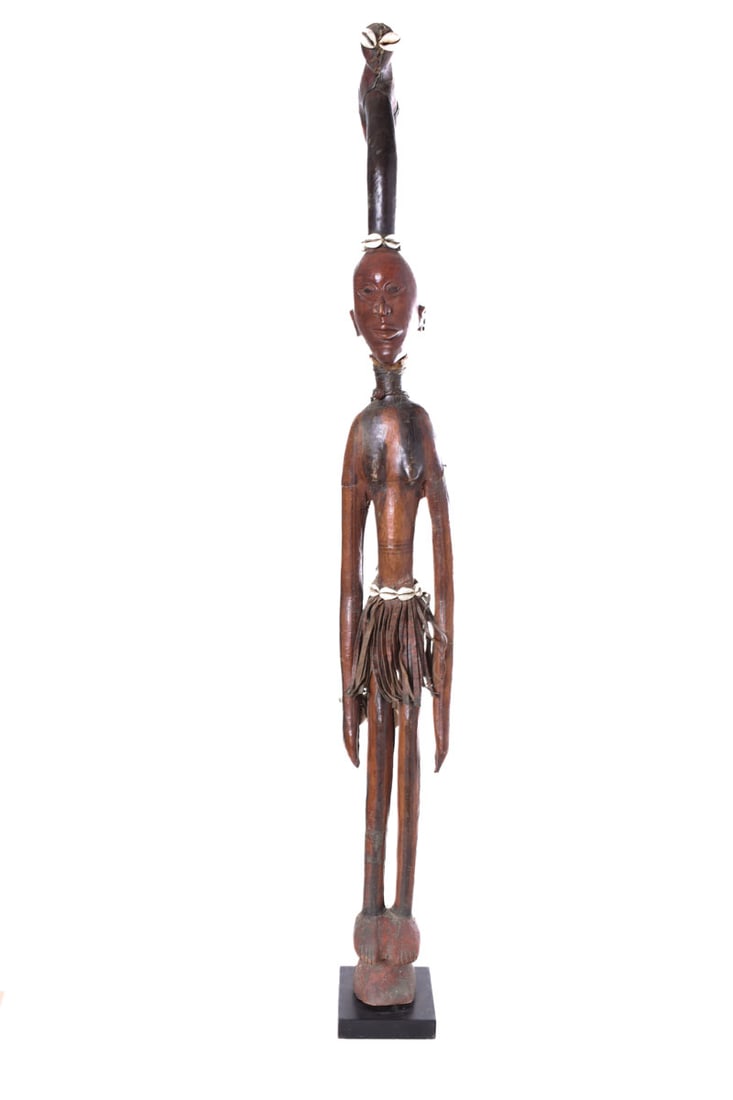 Walking stick - Wood, Antelope skin - Ekoi - Nigeria - 97 cm (1 of 9)