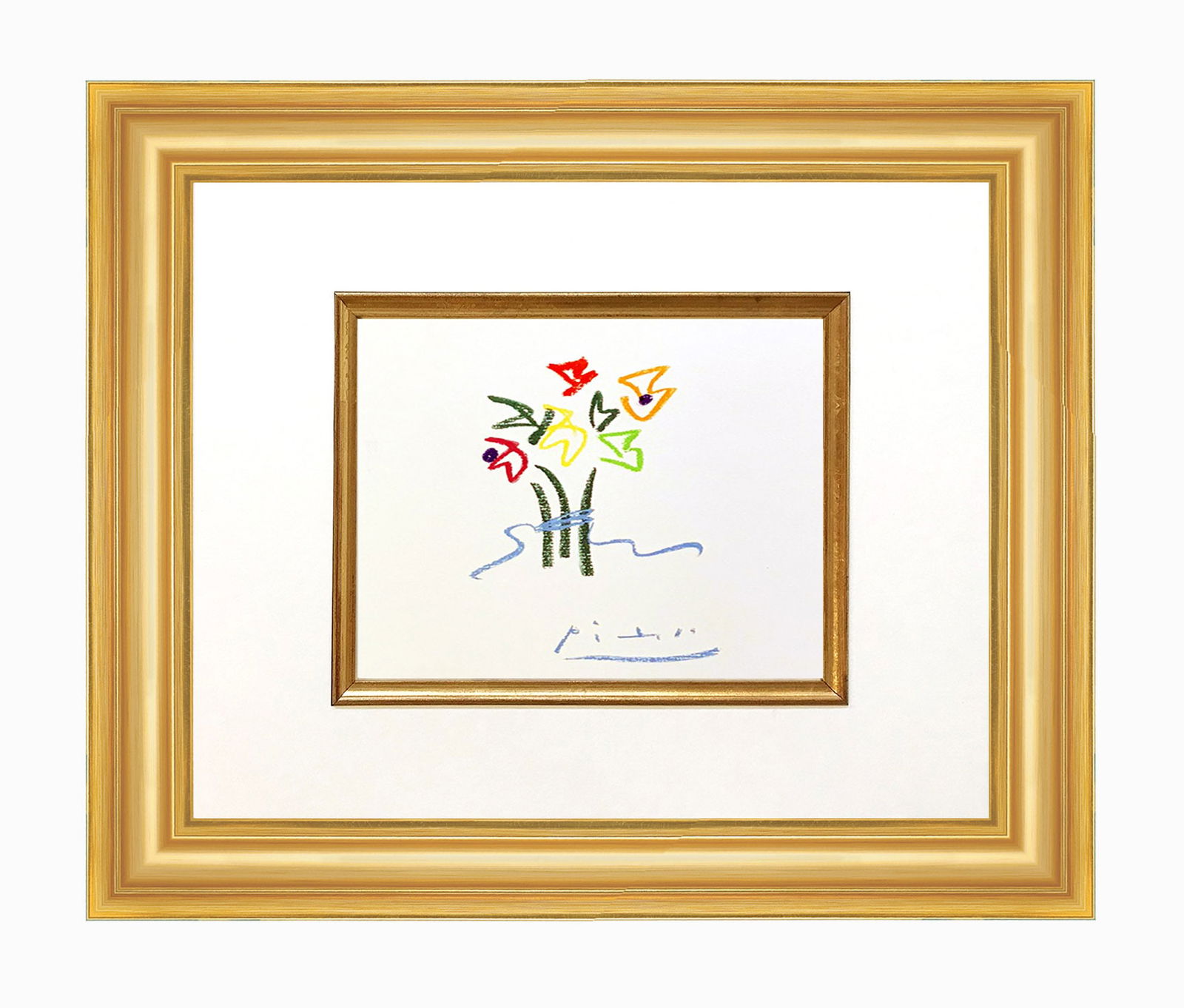 Framed Pablo Picasso Lithograph 65, Floral 1968 (1 of 1)