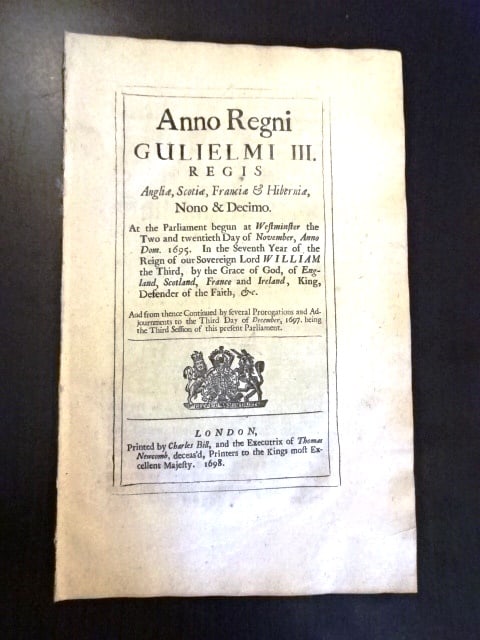 1698 English Act from Reign William III (1 of 2)