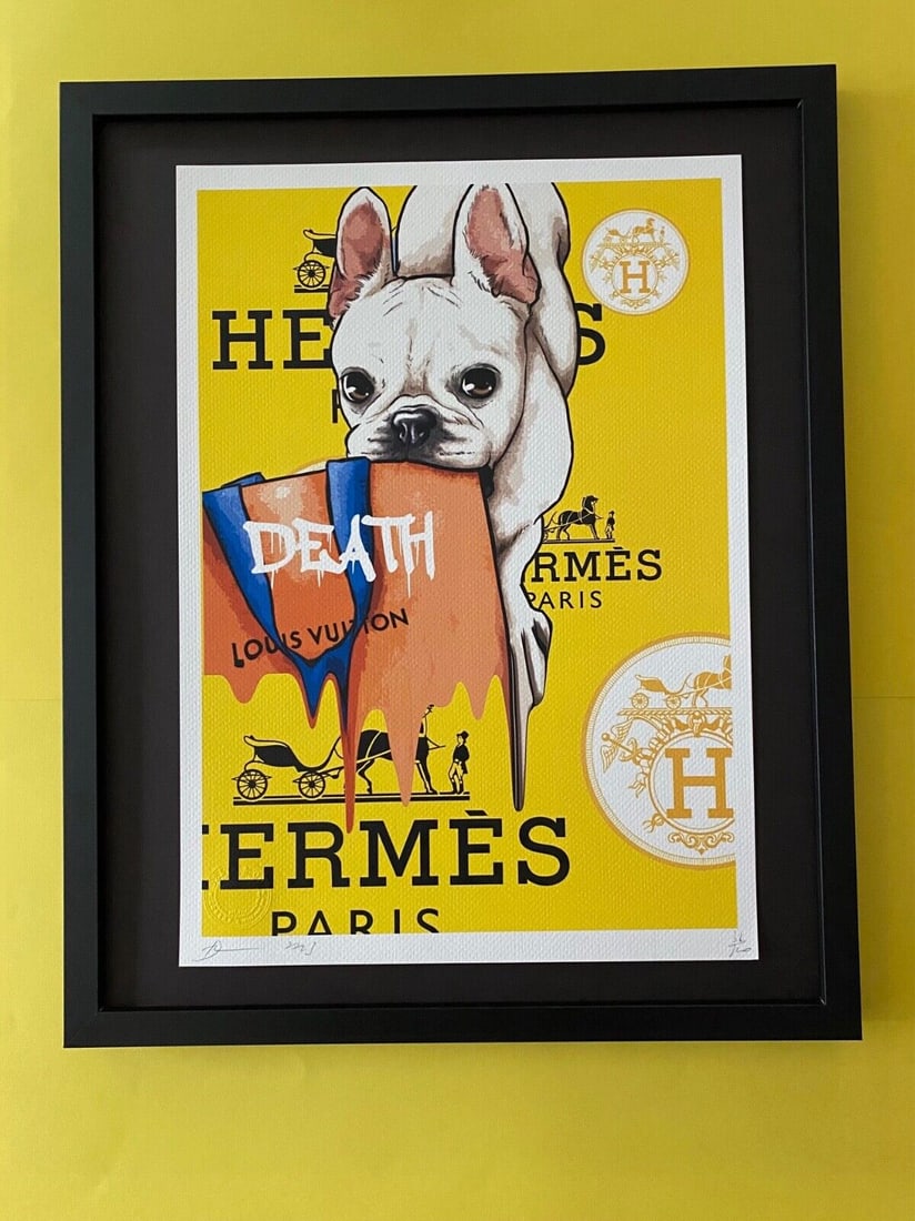 DEATH NYC Hand Signed LARGE Print Framed 16x20in COA POP ART HERMES PARIS LV N: This is a Stunning and Scarce 100% Authentic New Print by Death NYC Hand Signed and Numbered in Pencil by the Artist Limited Edition of 100 Large Size: 45cm x 32cm About 18x13in Fine Art 300 gsm Paper