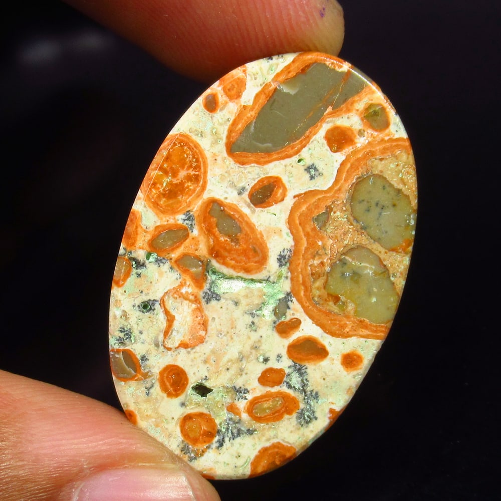 34.48 Ct - Natural Lupid Skin Jasper: No Reserve! Title: 34.48 Ct - Natural Lupid Skin Jasper Description: Gemstone Gemstones: Jasper Carat:34.48 Size/Dimensions:35.0 x 25.0 x 5.5 mm Additional Info:Pieces : 1 No's / Shape : Oval Cab / Co