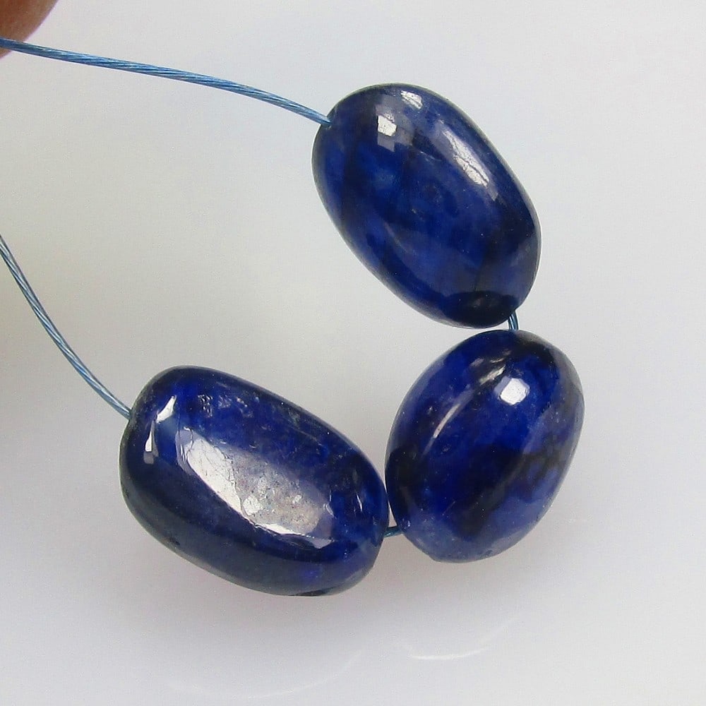 9.44 Ctw Natural 3 Blue Sapphire Dumble Beads (1 of 2)